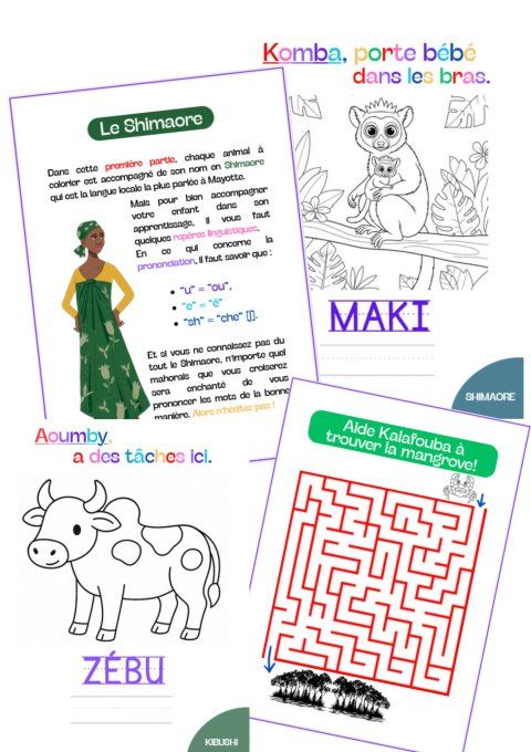 Mes premiers coloriages de Mayotte - Les animaux en shimaore et shibushi